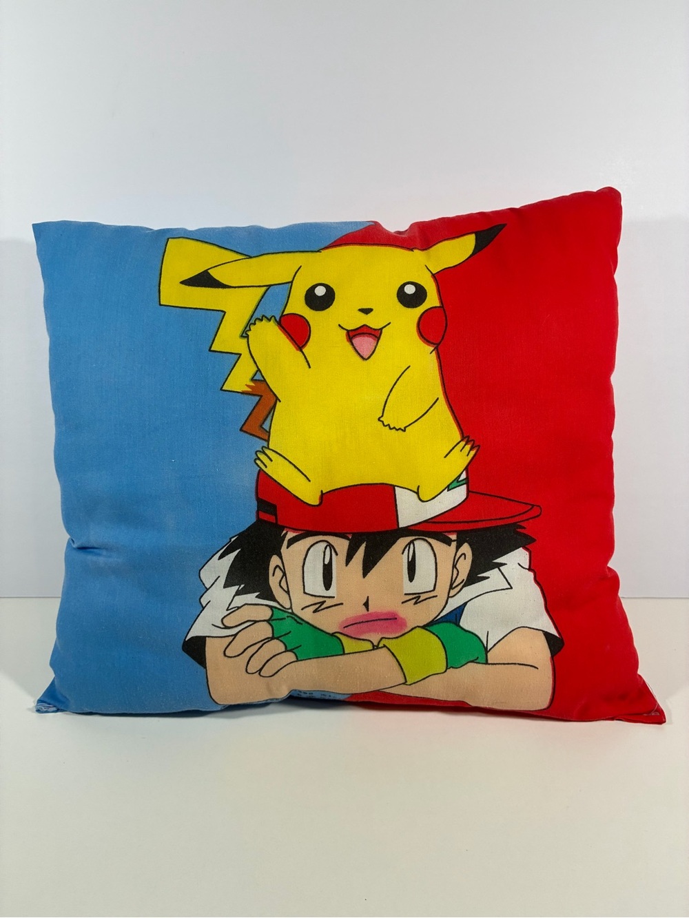 Vintage Pokemon Pillow 1995-1998 Retro Nintendo Throw Pillow Pikachu Ash 17x17